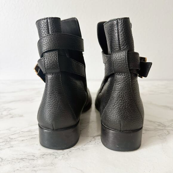 Tory Burch Brooke Perfect Black Refine Pebble Leather Riding Ankle Boot Size 8.5 - Picture 5 of 12